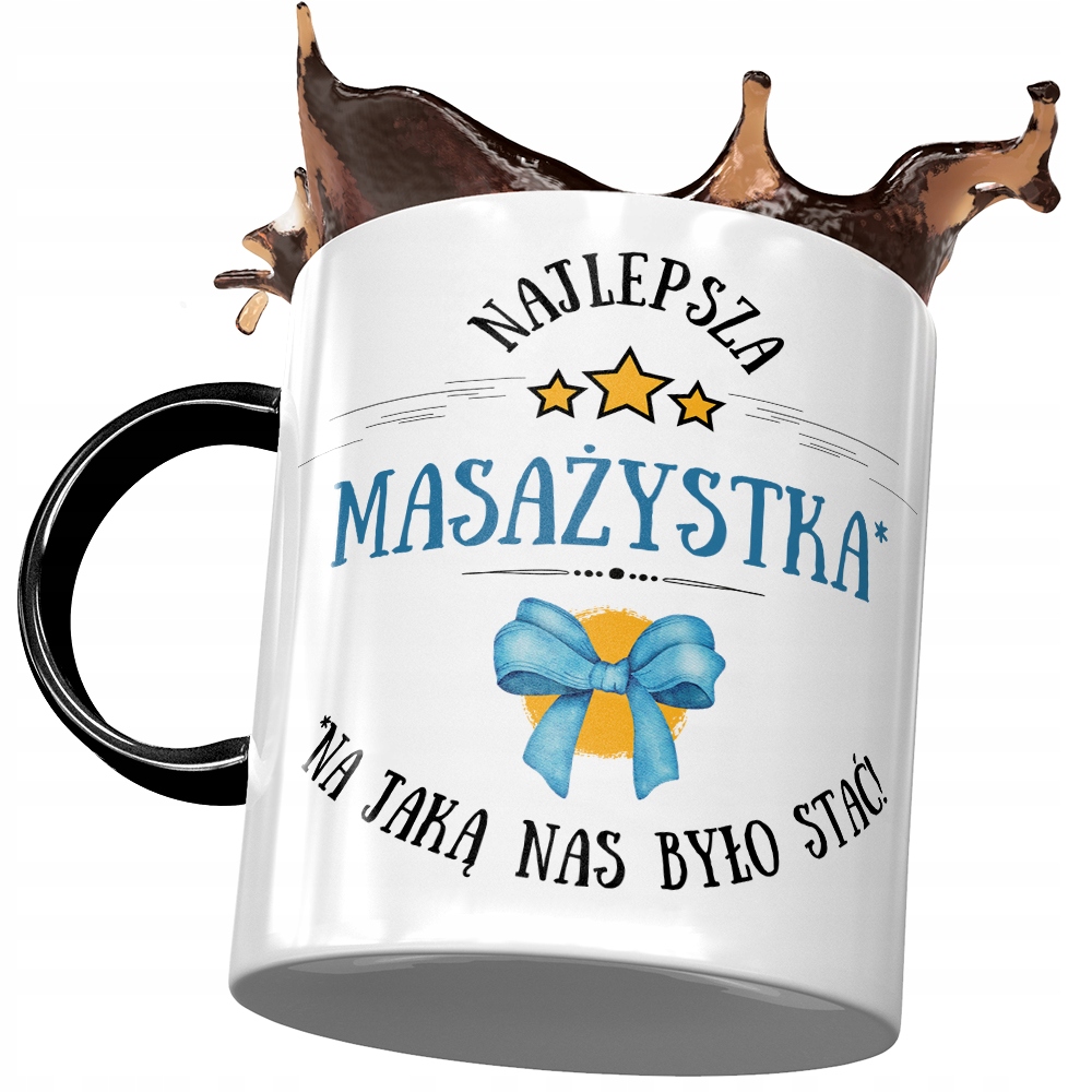 Kubek Czarny Dla Masażystki Najlepsza Masażystka Z Nadrukiem Ze Zdjęciem