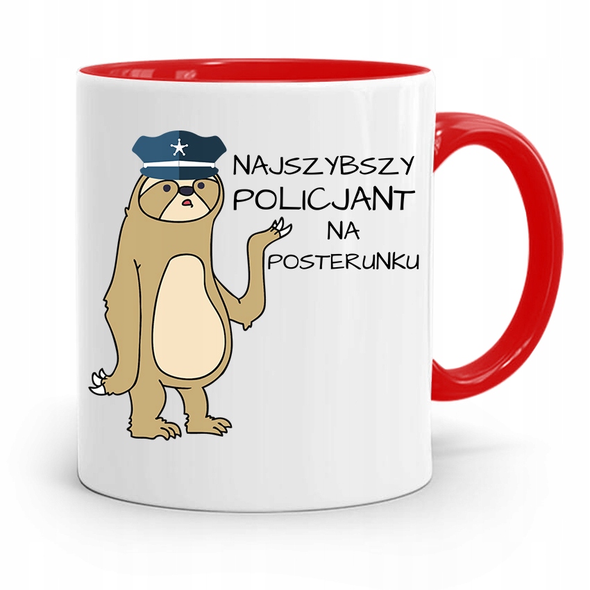 Kubek Czerwony Prezent Dla Najszybszego Policjanta Z Nadrukiem Ze Zdjęciem