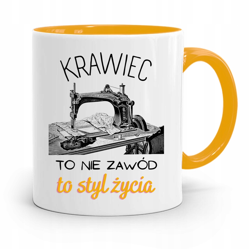 Kubek Żółty Krawca Krawcowej To Styl Życia Prezent Z Nadrukiem Ze Zdjęciem