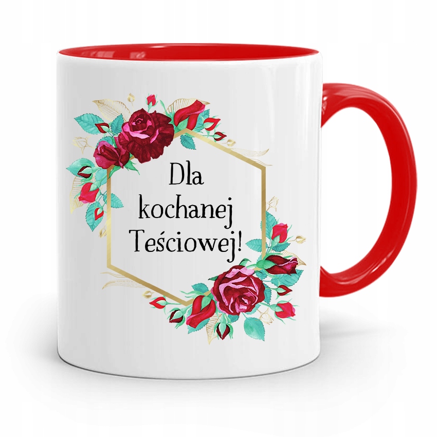 Kubek Czerwony Teściowej Dla Kochanej Teściowej Z Nadrukiem Ze Zdjęciem