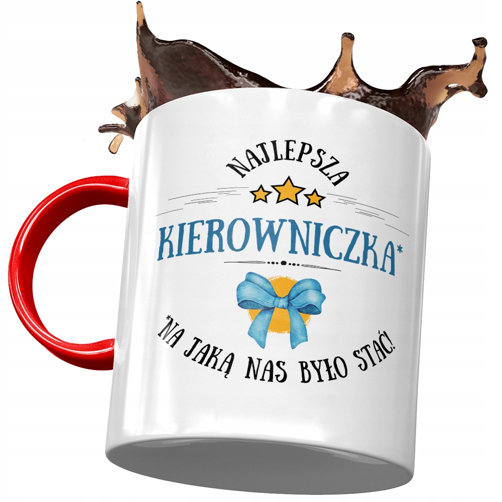 Kubek Czerwony Dla Kierowniczki Najlepsza Prezent Z Nadrukiem Ze Zdjęciem