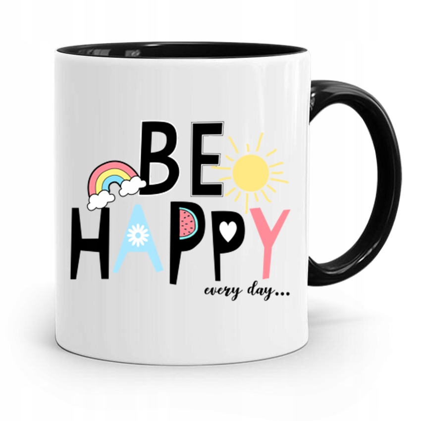 Kubek Czarny Dzień Dziecka Dla Córki Syna Be Happy Z Nadrukiem Ze Zdjęciem
