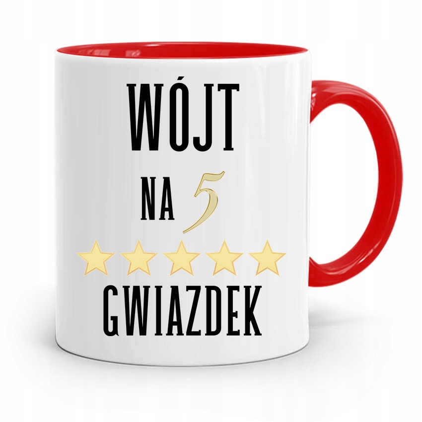 Dla Wójta Kubek Czerwony Wójt Na 5 Gwiazdek Z Nadrukiem Ze Zdjęciem