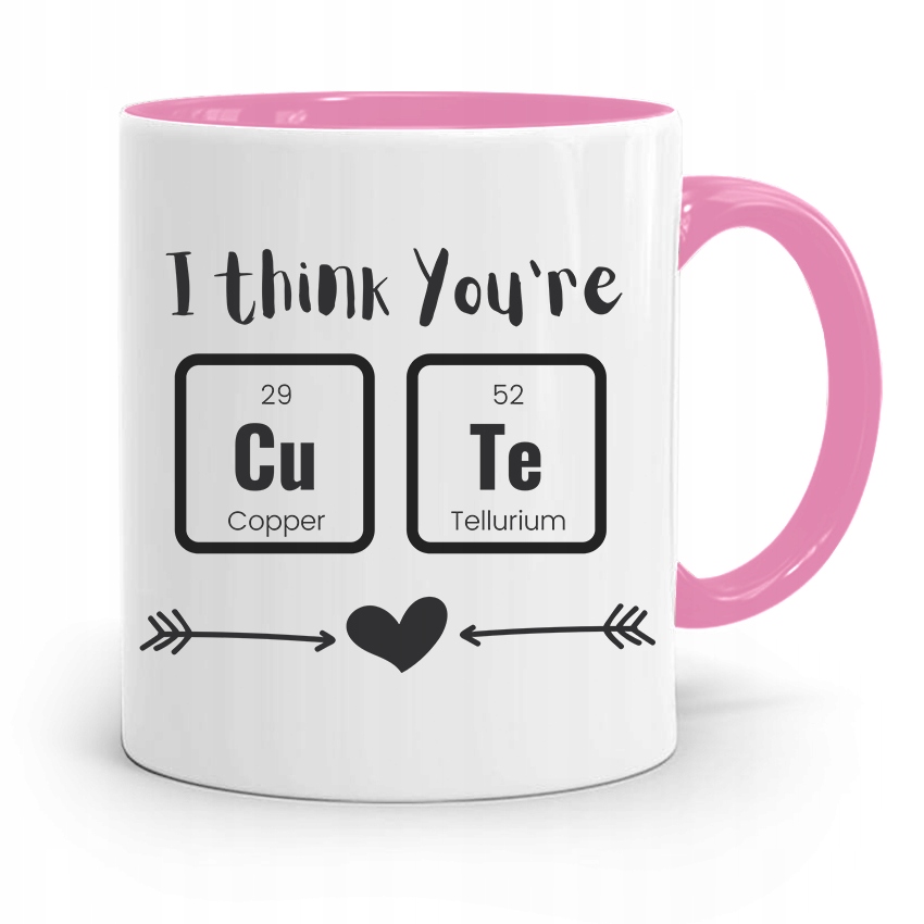 Kubek Różowy Na Walentynki I Think You're Cute Z Nadrukiem Ze Zdjęciem