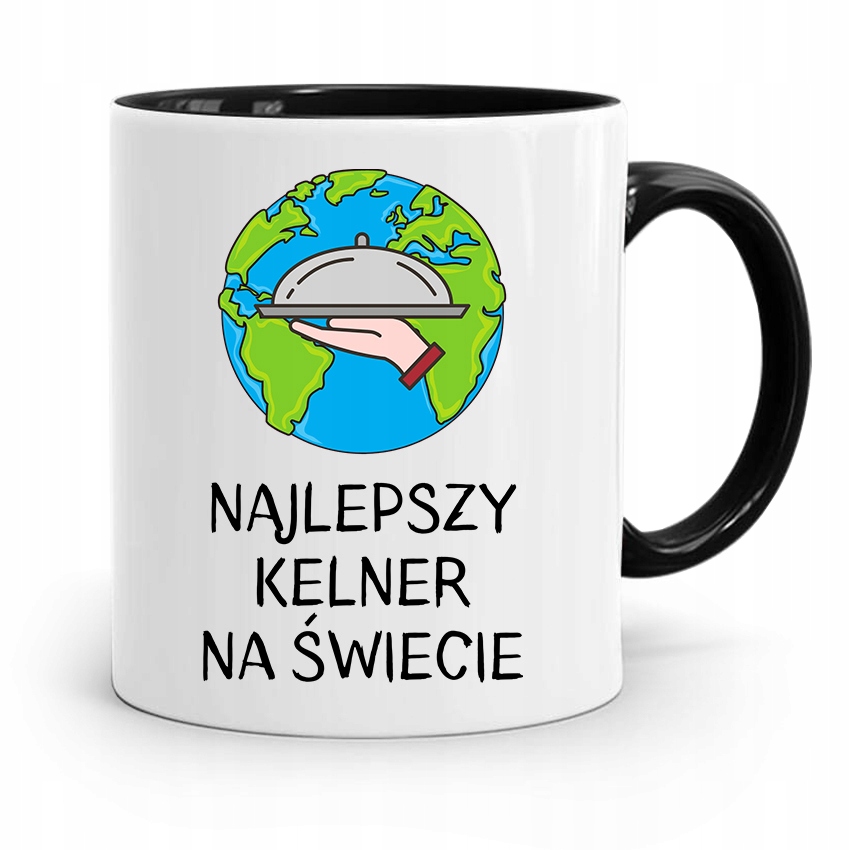 Dla Kelnera Kubek Czarny Najlepszy Kelner Świata Z Nadrukiem Ze Zdjęciem