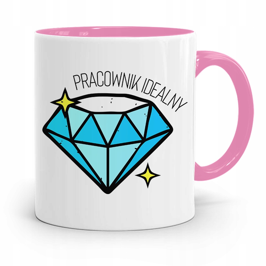 Dla Pracownika Kubek Różowy Pracownik Idealny Z Nadrukiem Ze Zdjęciem
