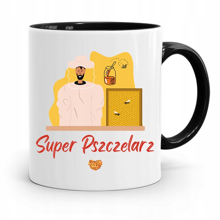 Kubek Czarny Dla Pszczelarza Super Pszczelarz Z Nadrukiem Ze Zdjęciem
