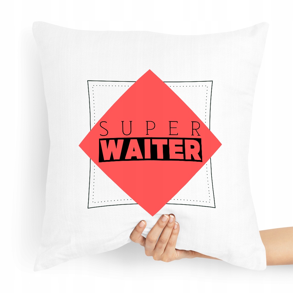Poduszka Prezent Dla Kelnera Super Waiter Z Nadrukiem Ze Zdjęciem