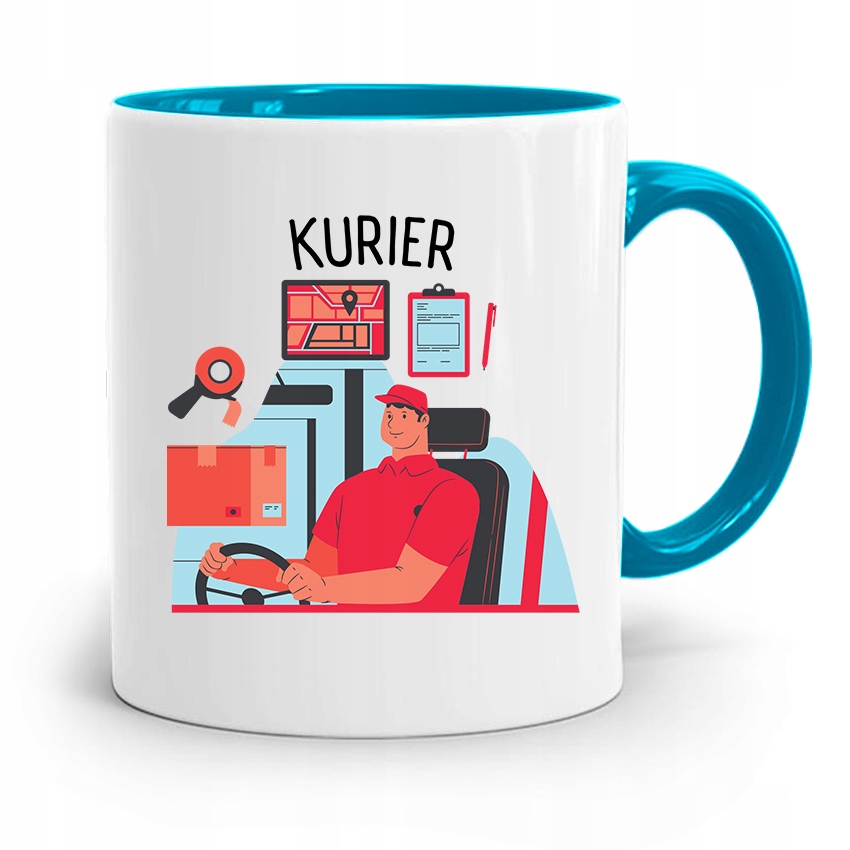 Kubek Błękitny Dla Kuriera Najlepszy Kurier Z Nadrukiem Ze Zdjęciem