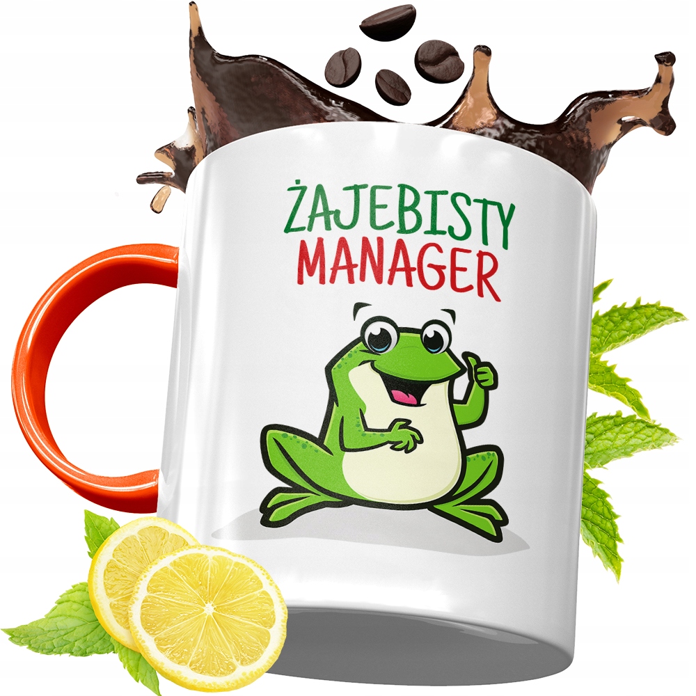 Kubek Pomarańczowy Dla Managera Prezent Z Nadrukiem Ze Zdjęciem