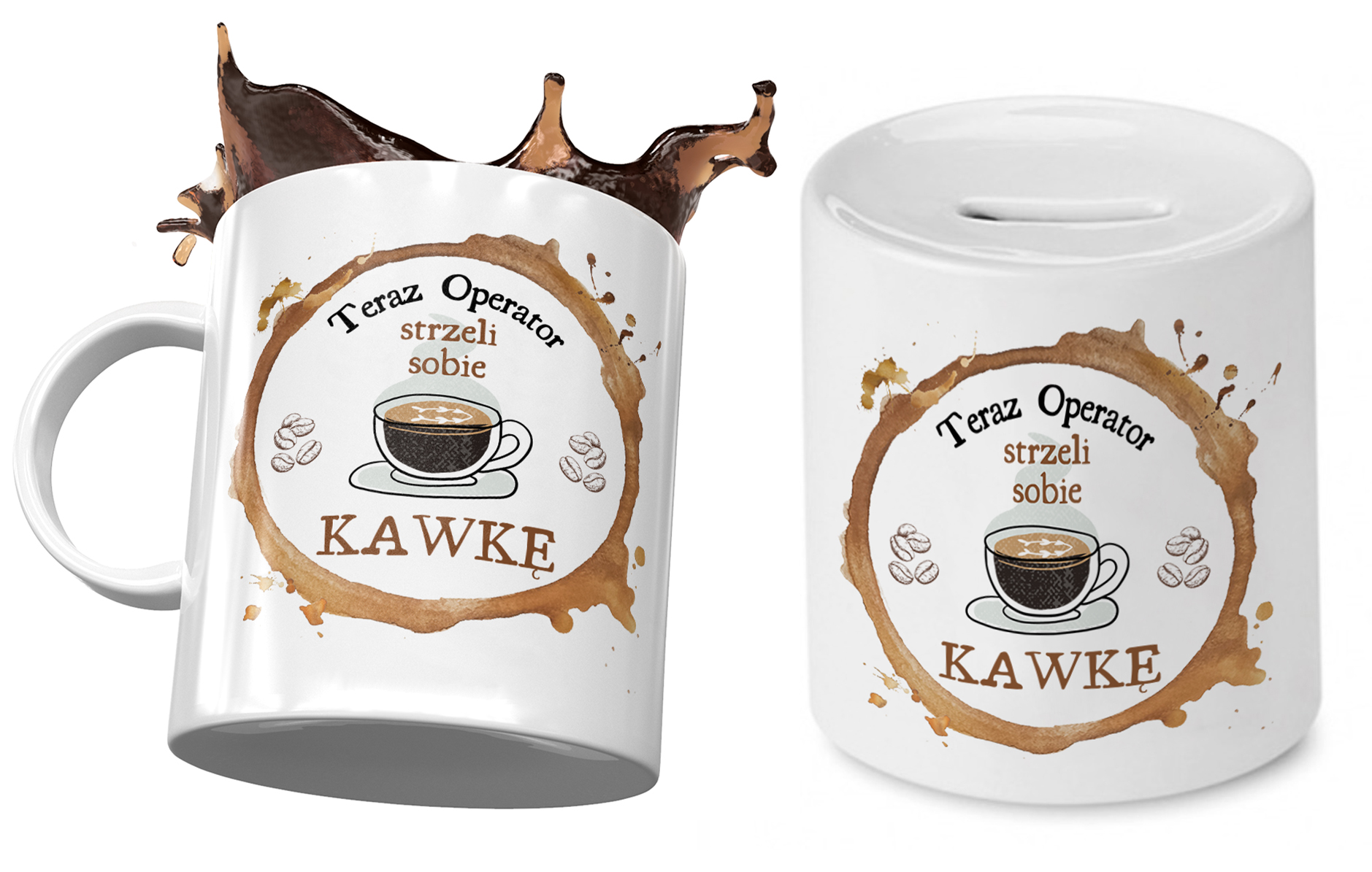 Dla Operatora Zestaw Kubek + Skarbonka Na Prezent Z Nadrukiem Ze Zdjęciem