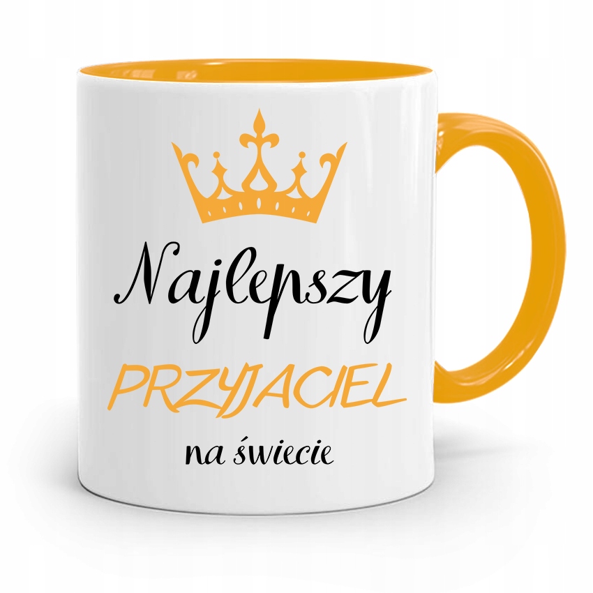 Kubek Żółty Dla Przyjaciela Najlepszy Na Świecie Z Nadrukiem Ze Zdjęciem