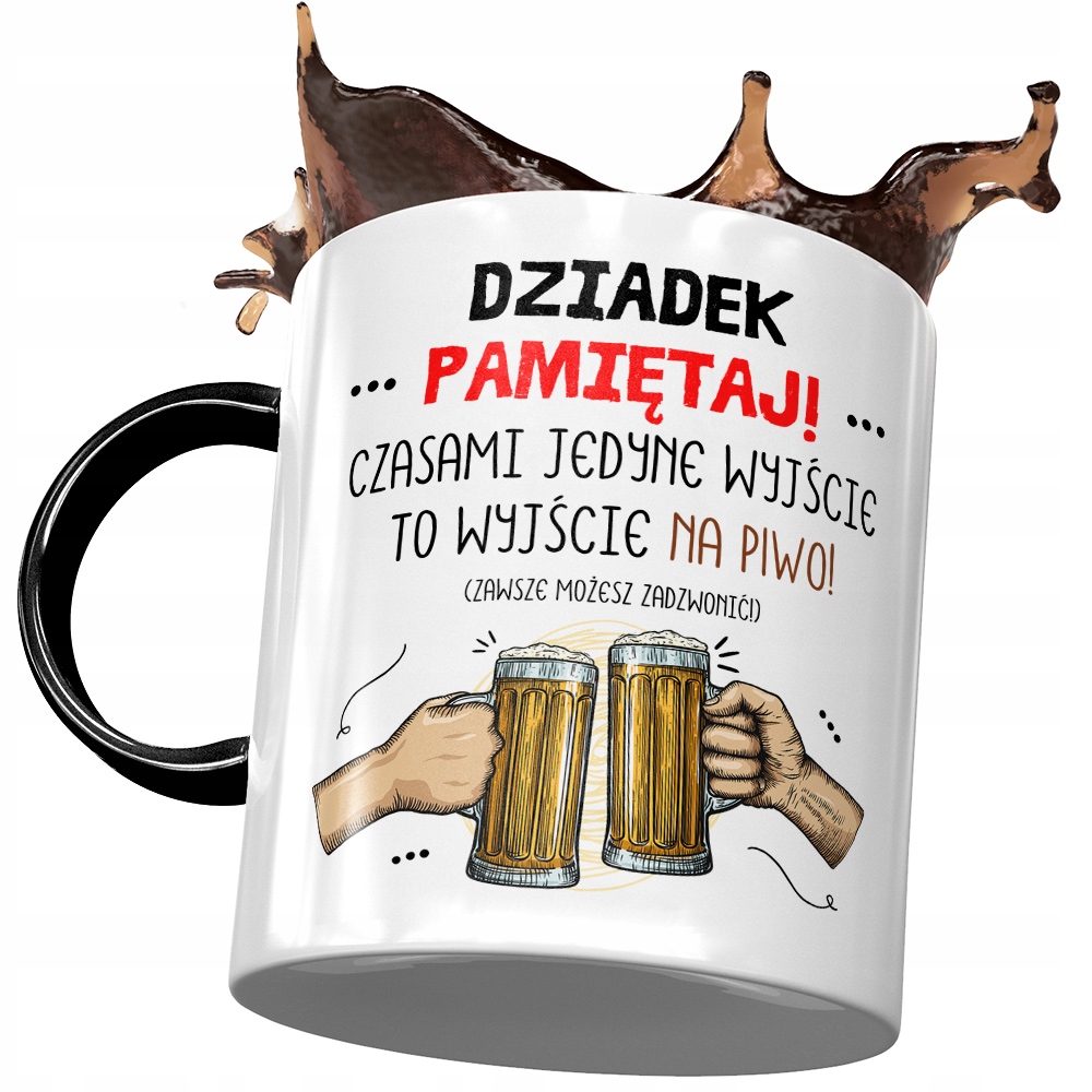 Kubek Czarny Dla Dziadka Dzień Dziadka Na Prezent Z Nadrukiem Ze Zdjęciem