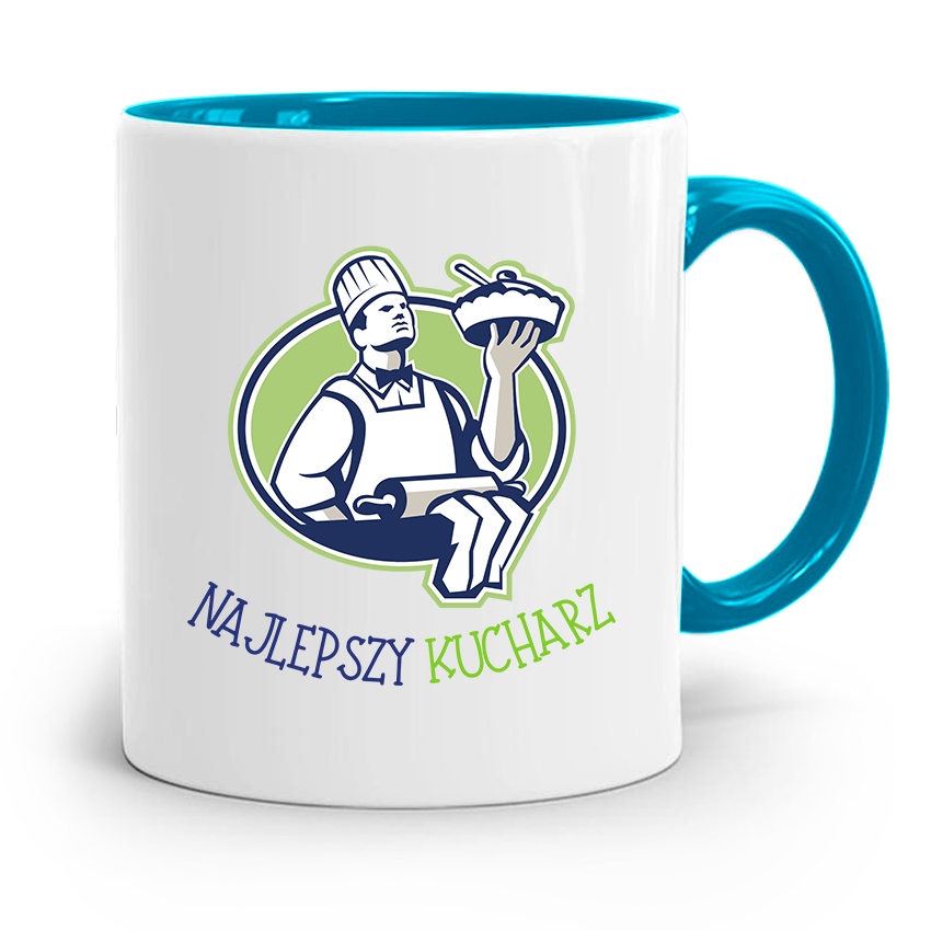 Kubek Błękitny Dla Najlepszego Kucharza Prezent Z Nadrukiem Ze Zdjęciem