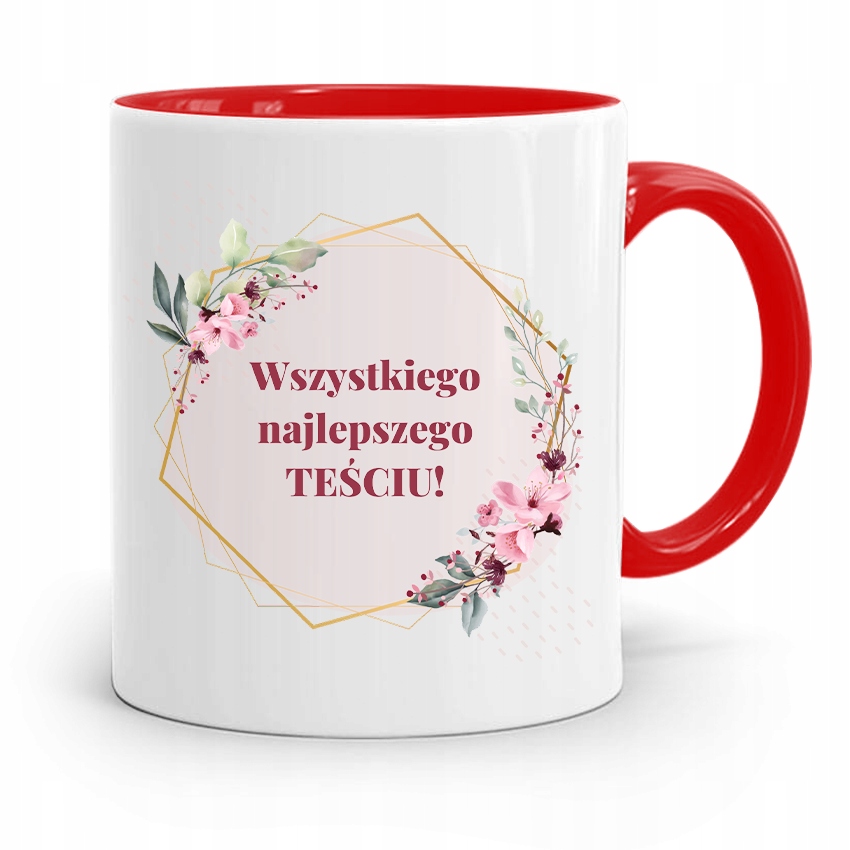Kubek Czerwony Dla Teścia Wszystkiego Najlepszego Z Nadrukiem Ze Zdjęciem