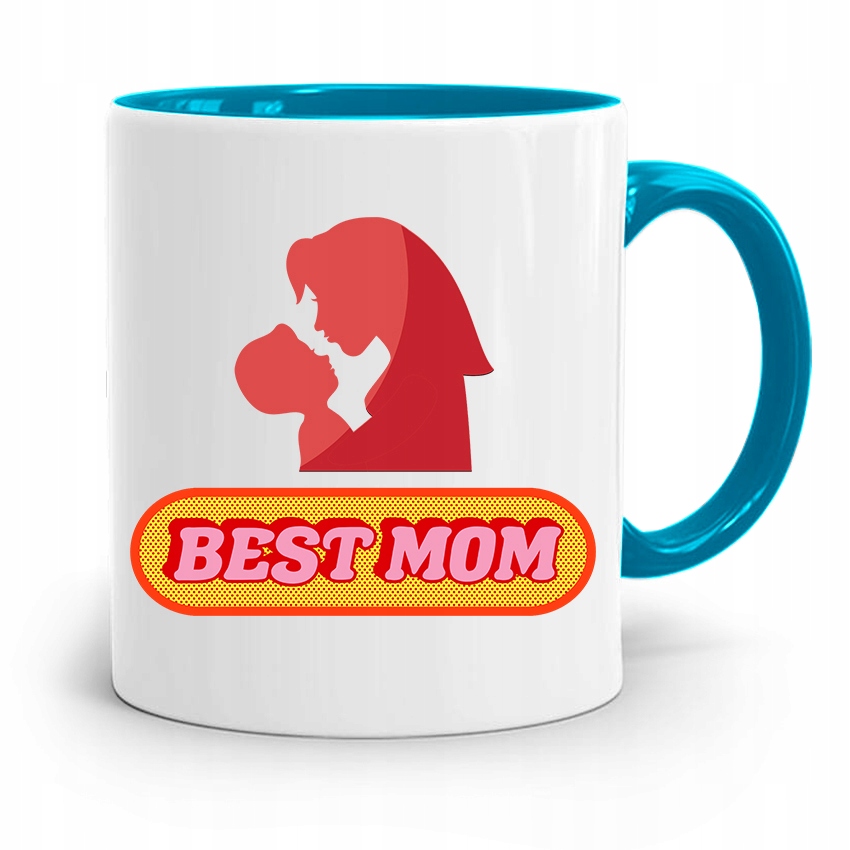 Kubek Błękitny Dla Mamy Matki Best Mom Prezent Z Nadrukiem Ze Zdjęciem