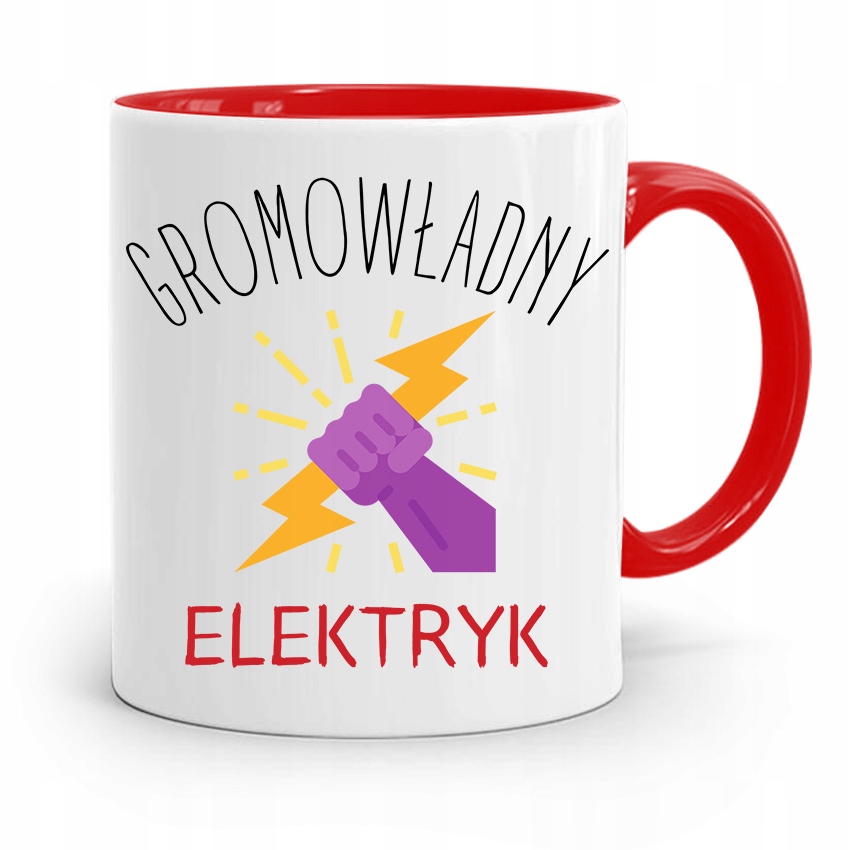 Kubek Czerwony Dla Elektryka Gromowładny Elektryk Z Nadrukiem Ze Zdjęciem