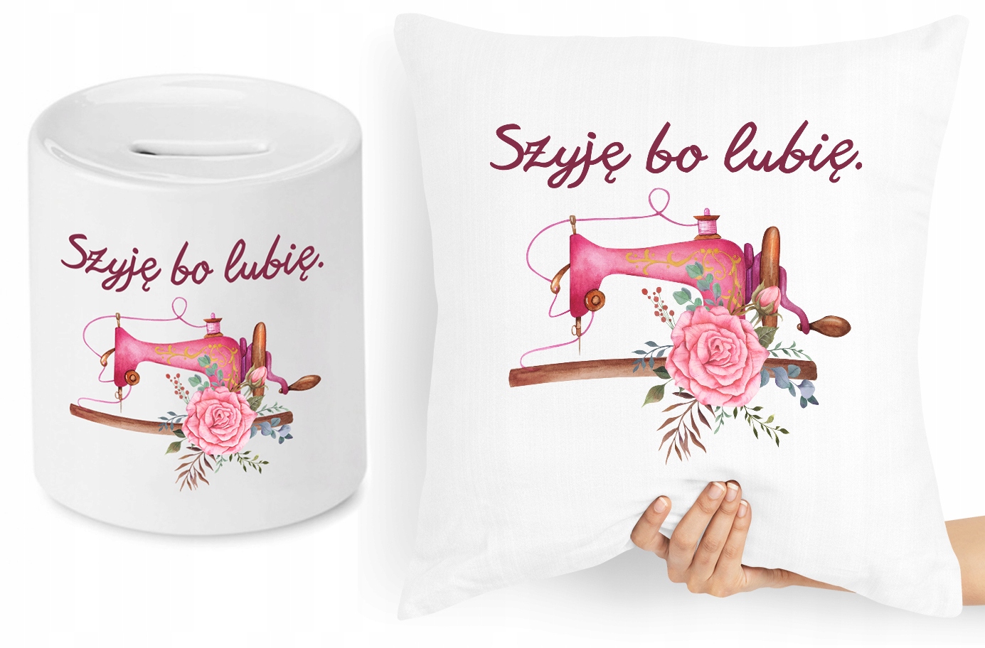 Dla Krawca Krawcowej Zestaw Poduszka + Skarbonka Z Nadrukiem Ze Zdjęciem