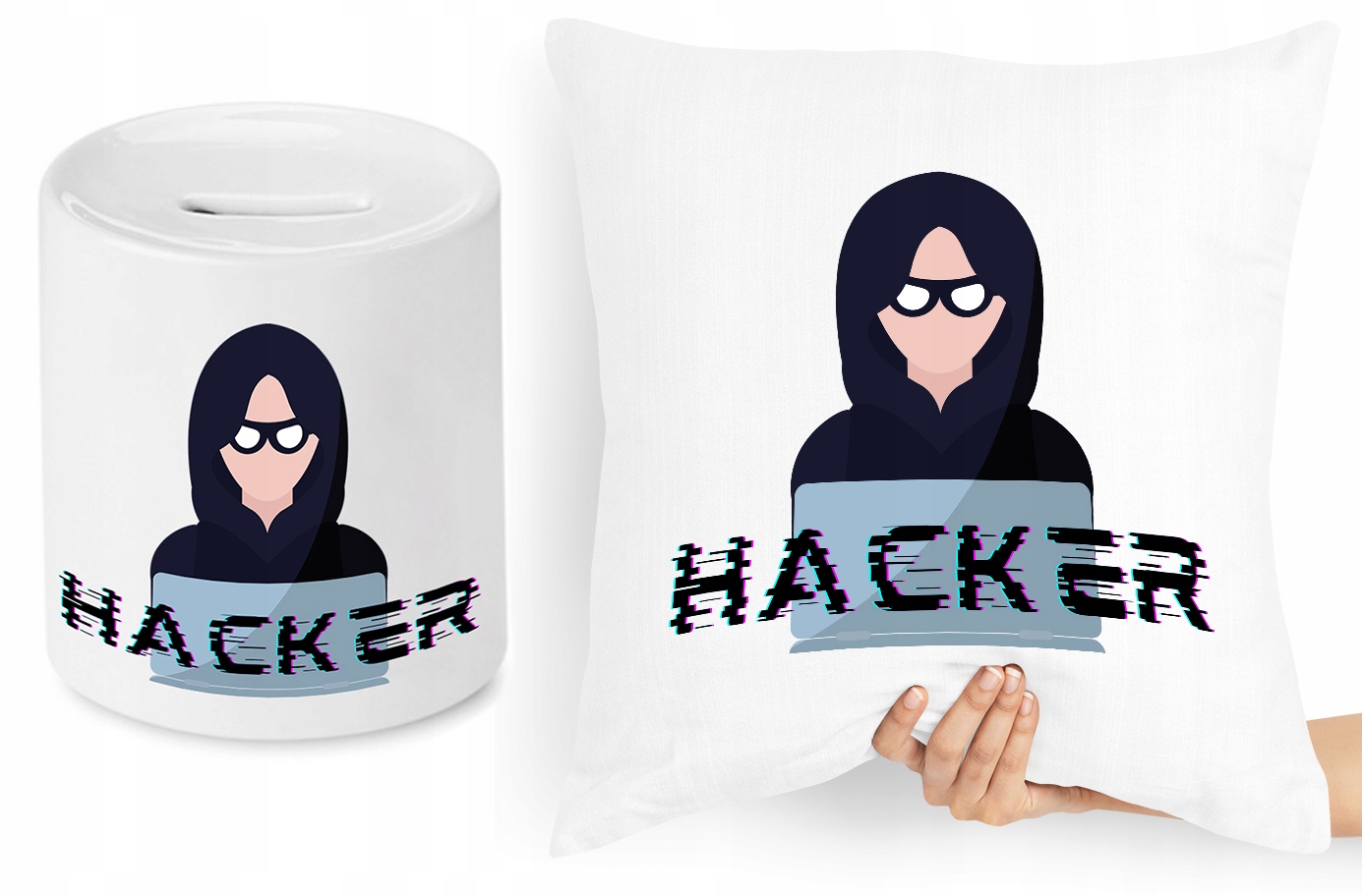 Dla Informatyka Zestaw Poduszka + Skarbonka Z Nadrukiem Ze Zdjęciem