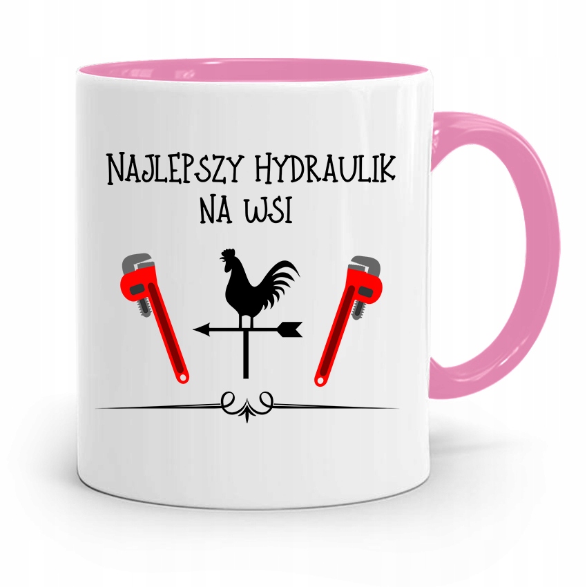Kubek Różowy Prezent Dla Najlepszego Hydraulika Z Nadrukiem Ze Zdjęciem