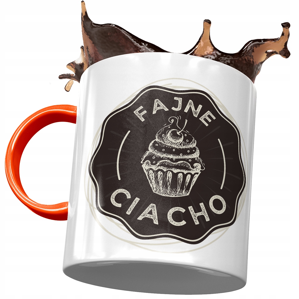 Kubek Pomarańczowy Śmieszny Zabawny Fajne Ciacho Z Nadrukiem Ze Zdjęciem