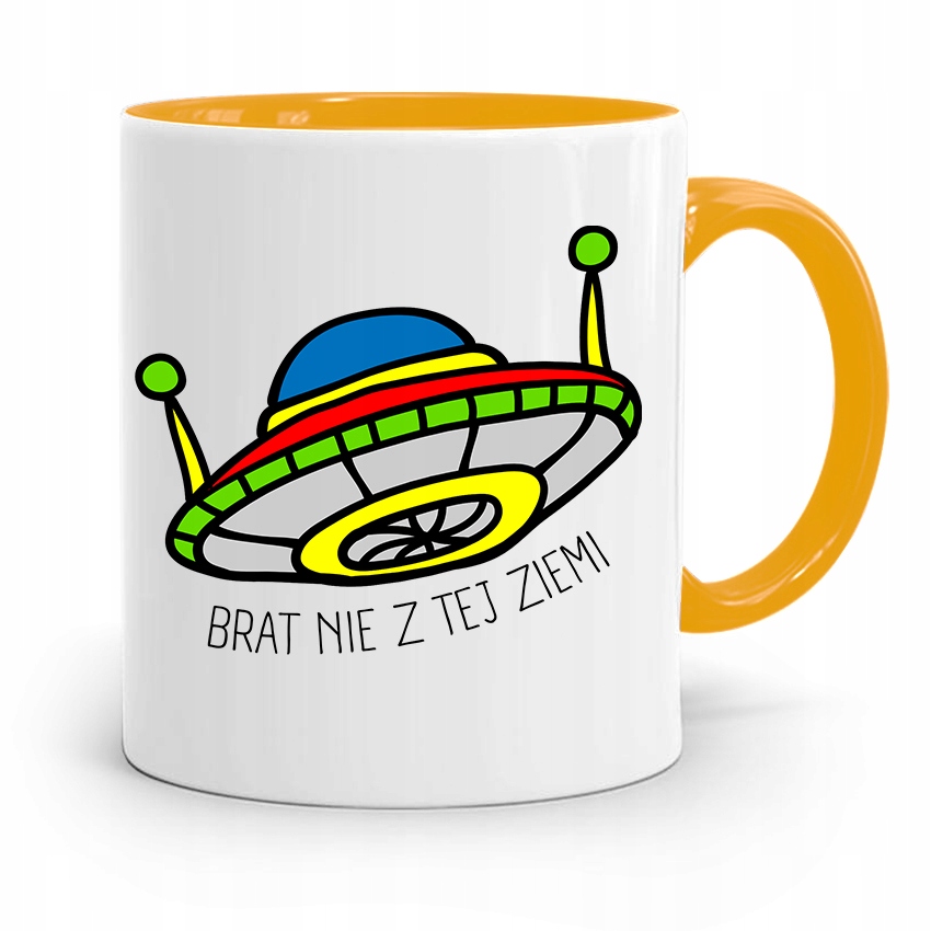 Kubek Żółty Prezent Dla Brata Nie Z Tej Ziemi Z Nadrukiem Ze Zdjęciem