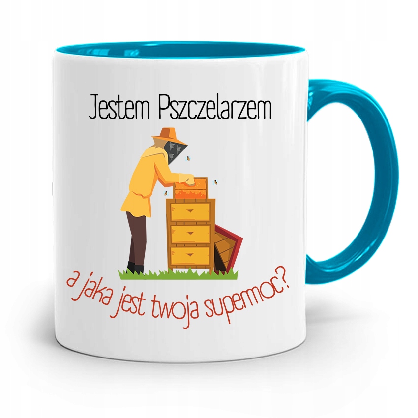 Kubek Błękitny Dla Pszczelarza Jestem Pszczelarzem Z Nadrukiem Ze Zdjęciem