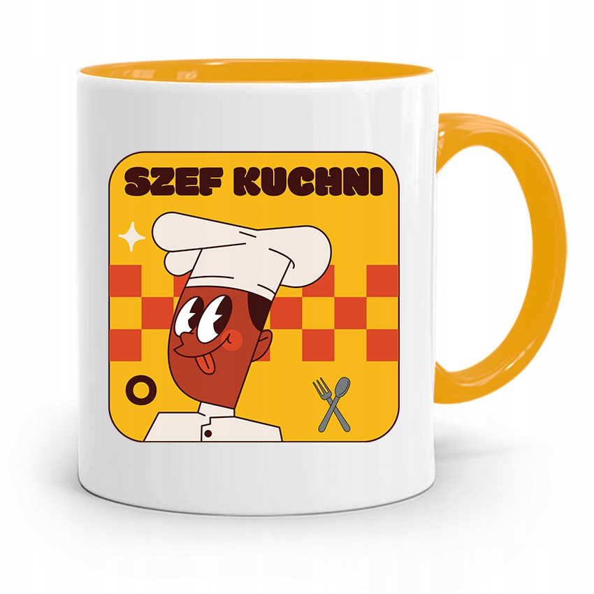 Kubek Żółty Dla Kucharza Kucharki Szef Kuchni Z Nadrukiem Ze Zdjęciem