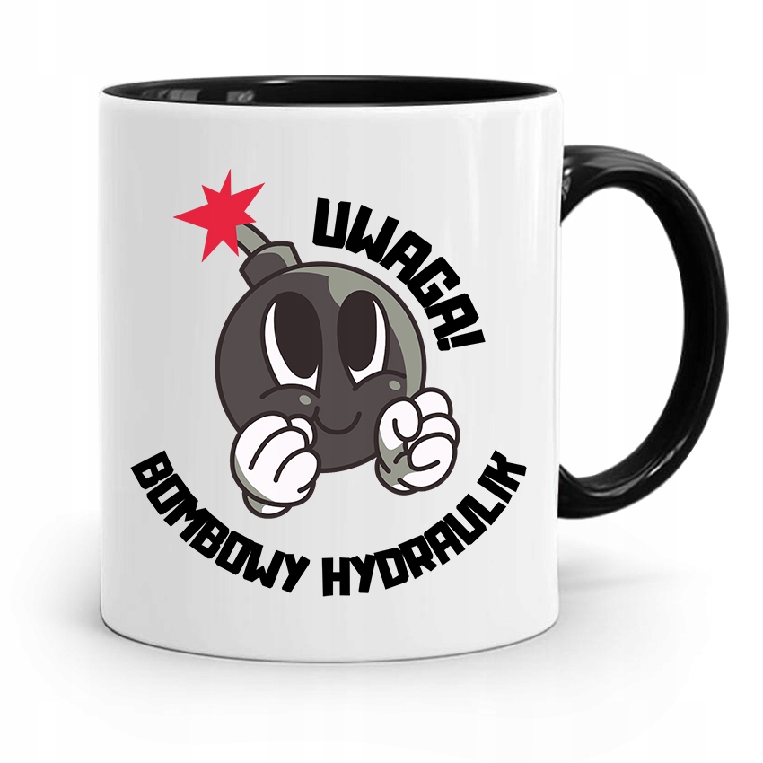Kubek Czarny Prezent Dla Hydraulika Bombowy Z Nadrukiem Ze Zdjęciem