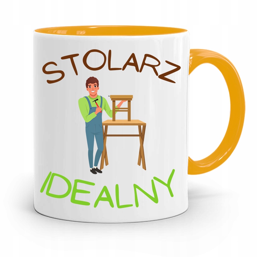 Kubek Żółty Prezent Dla Stolarza Stolarz Idealny Z Nadrukiem Ze Zdjęciem