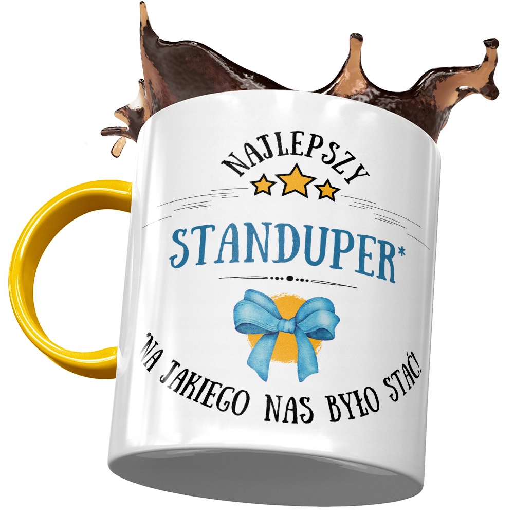 Kubek Żółty Dla Standupera Najlepszy Standuper Z Nadrukiem Ze Zdjęciem