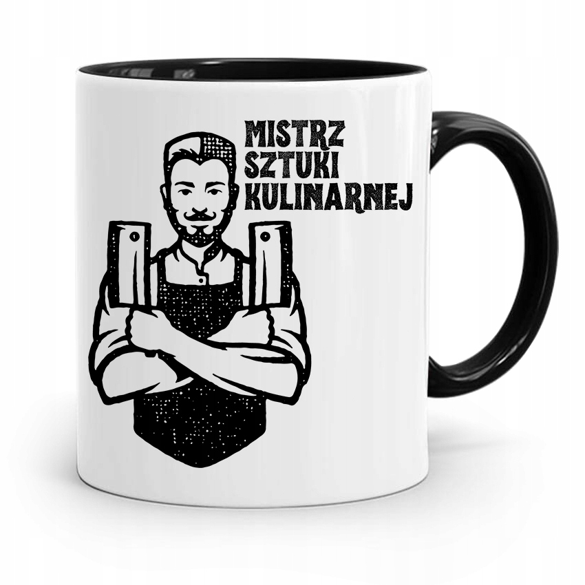 Kubek Czarny Dla Kucharza Mistrz Sztuki Kulinarnej Z Nadrukiem Ze Zdjęciem