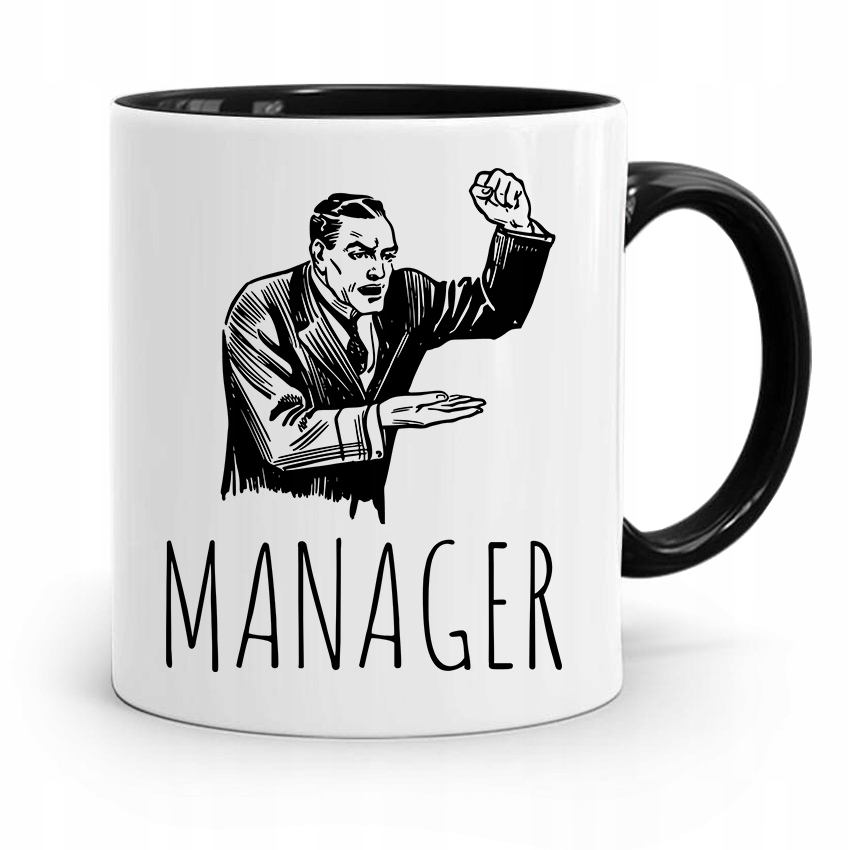 Kubek Czarny Dla Kierownika Menager Prezent Z Nadrukiem Ze Zdjęciem