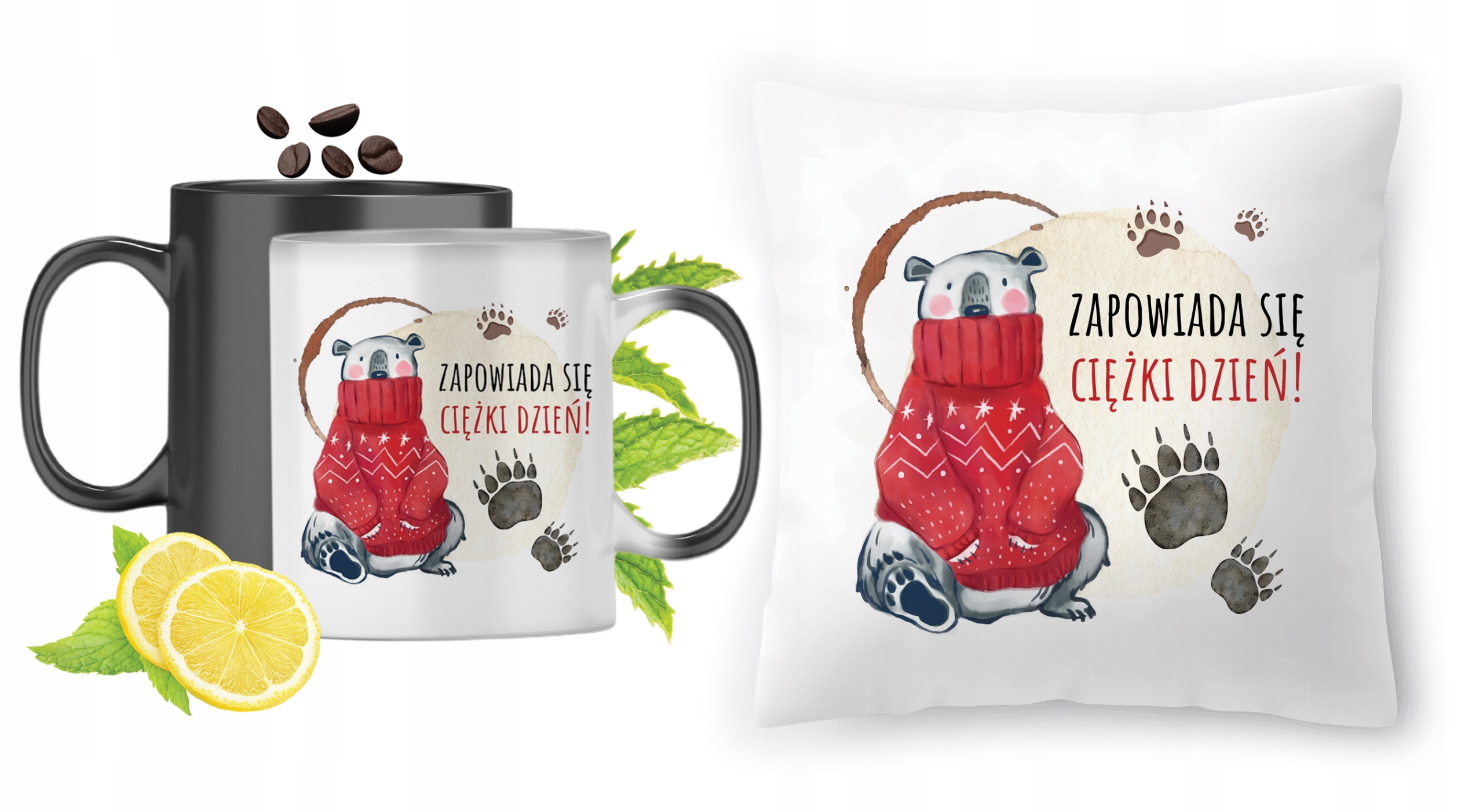 Misie Zestaw Kubek Magiczny + Poduszka Z Nadrukiem Ze Zdjęciem