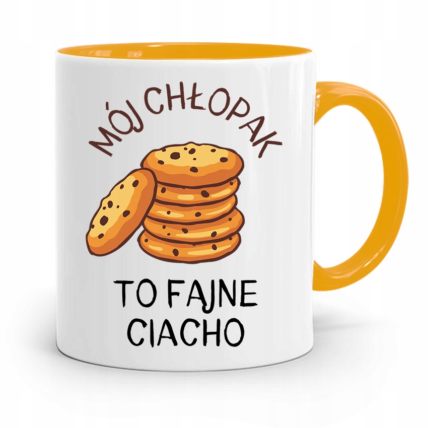 Kubek Żółty Prezent Dla Chłopaka Fajne Ciacho Z Nadrukiem Ze Zdjęciem