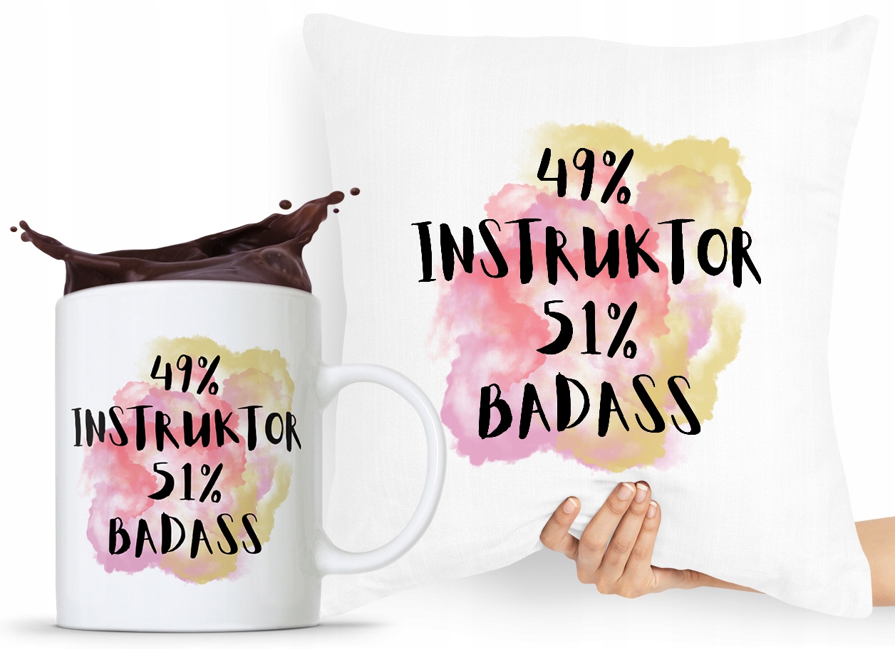 Dla Instruktora Zestaw Poduszka + Kubek Prezent Z Nadrukiem Ze Zdjęciem