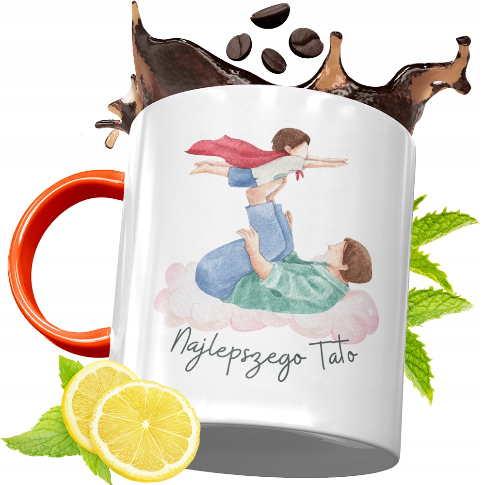 Kubek Pomarańczowy Dla Taty Dzień Taty Prezent Z Nadrukiem Ze Zdjęciem