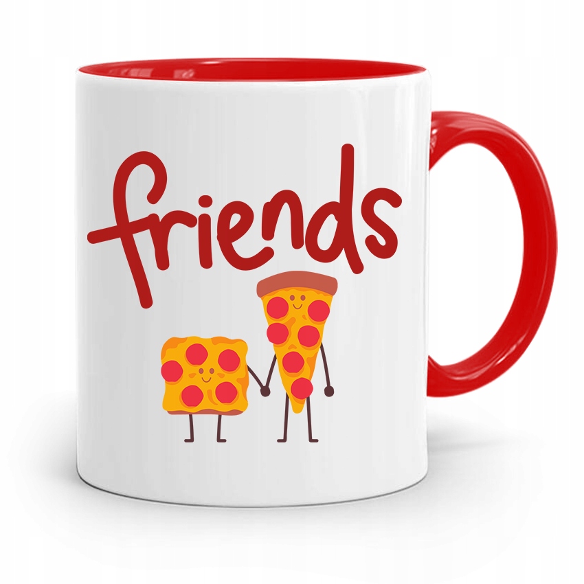 Kubek Czerwony Przyjaciela Friends Pizza Prezent Z Nadrukiem Ze Zdjęciem