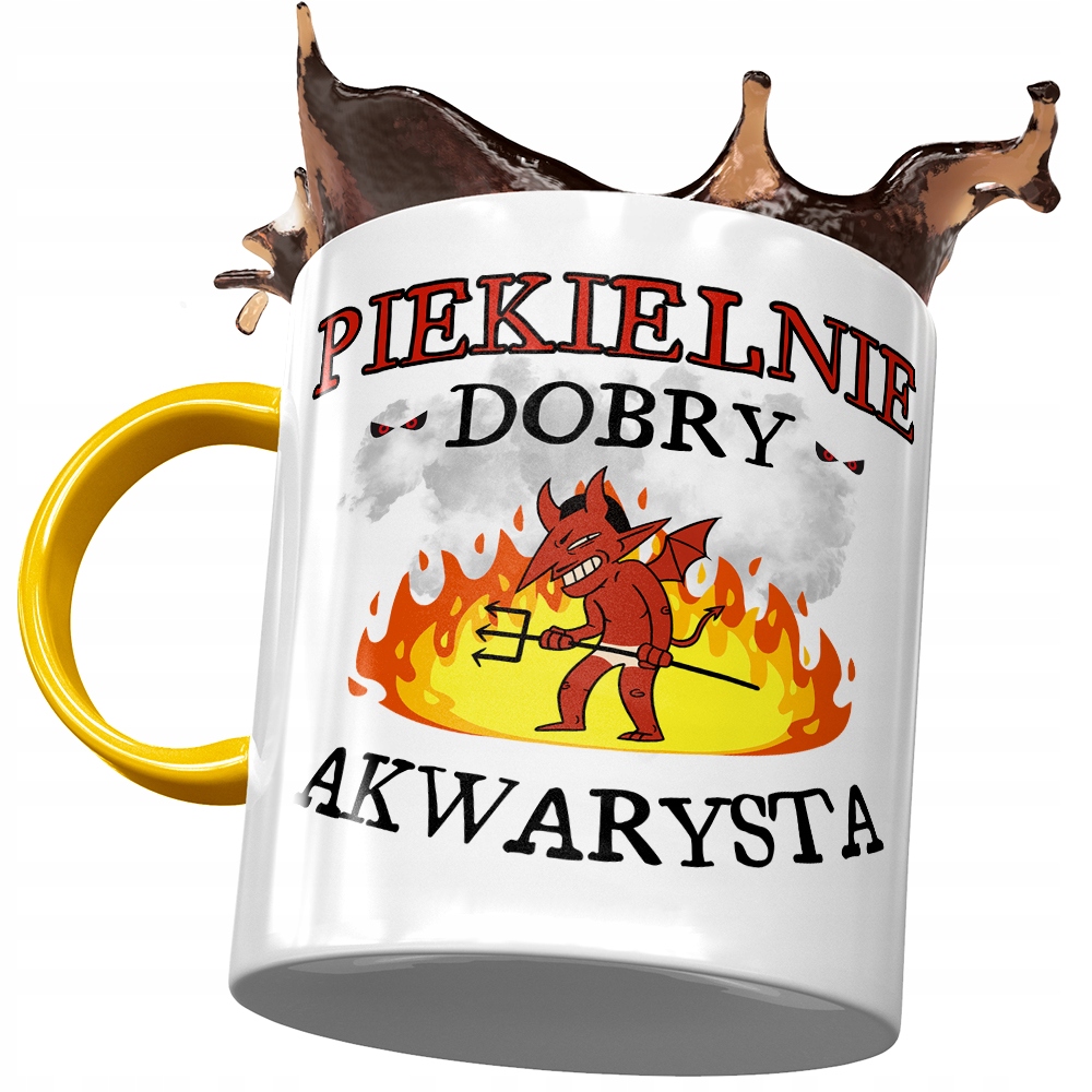 Kubek Żółty Dla Akwarysty Piekielnie Dobry Kubek Z Nadrukiem Ze Zdjęciem