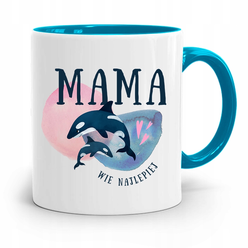 Kubek Błękitny Dla Mamy Mama Wie Najlepiej Prezent Z Nadrukiem Ze Zdjęciem