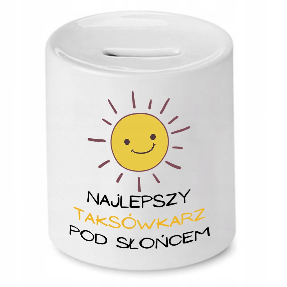 Skarbonka Dla Taksówkarza Najlepszy Pod Słońcem Z Nadrukiem Ze Zdjęciem