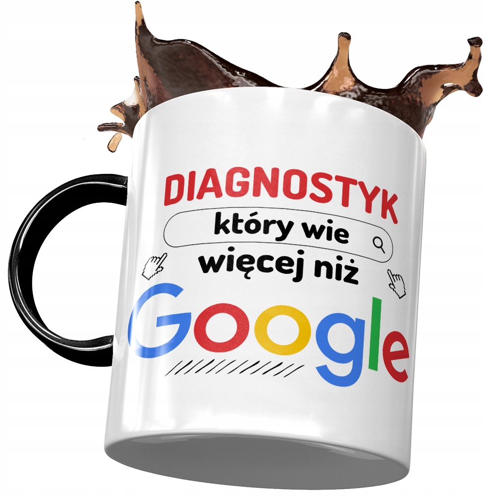 Kubek Czarny Dla Diagnostyka Wie Więcej Niż Google Z Nadrukiem Ze Zdjęciem