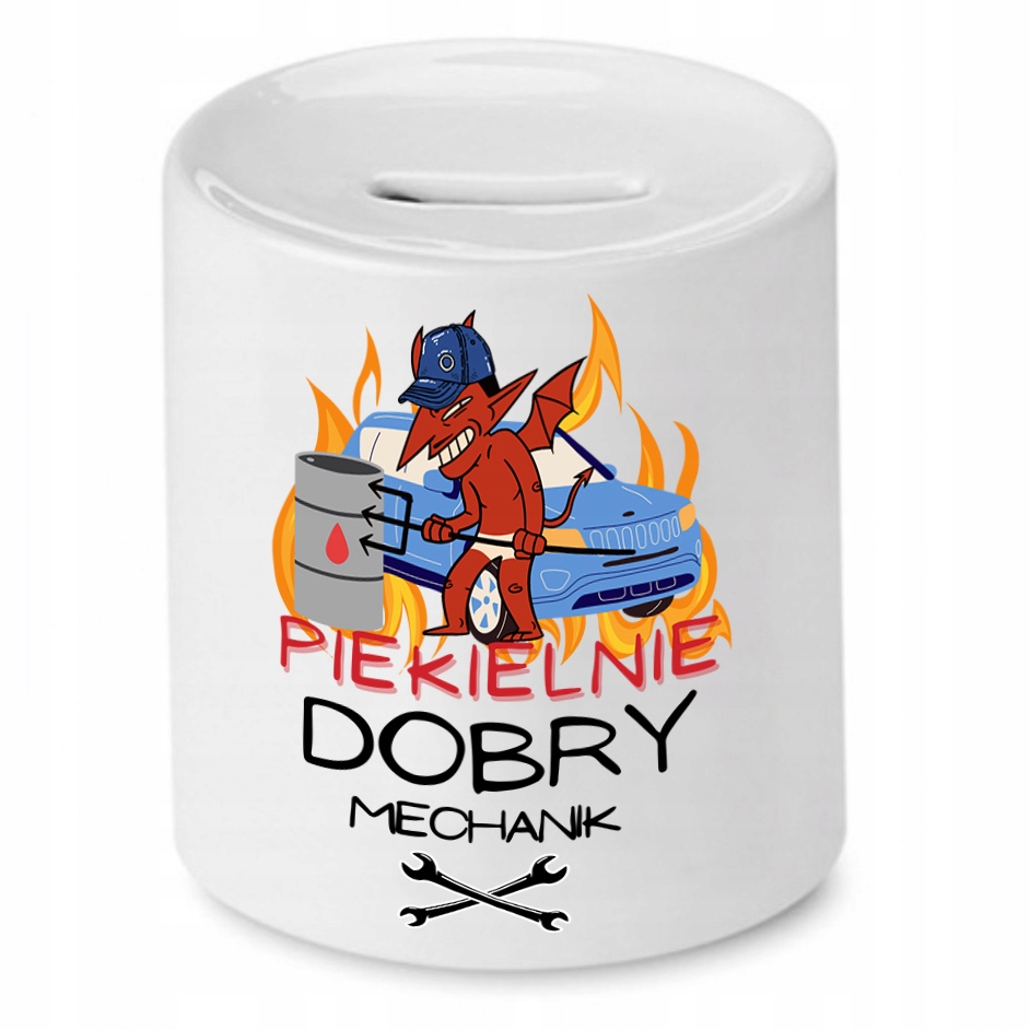 Skarbonka Prezent Piekielnie Dobrego Mechanika Z Nadrukiem Ze Zdjęciem