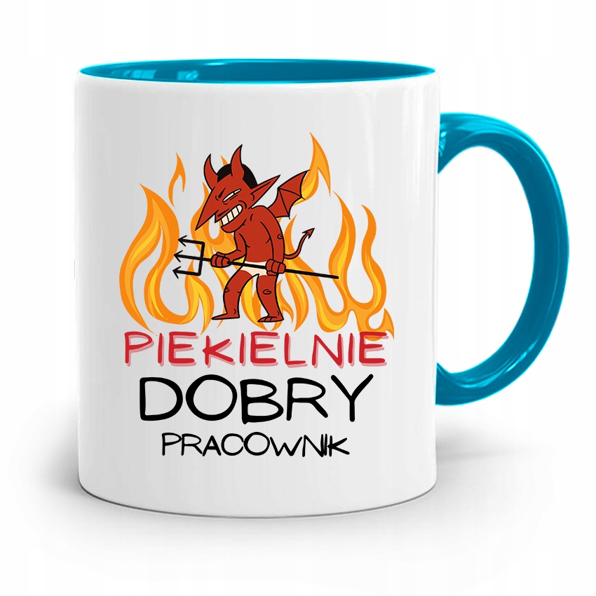 Pracownika Kubek Błękitny Piekielnie Dobry Z Nadrukiem Ze Zdjęciem