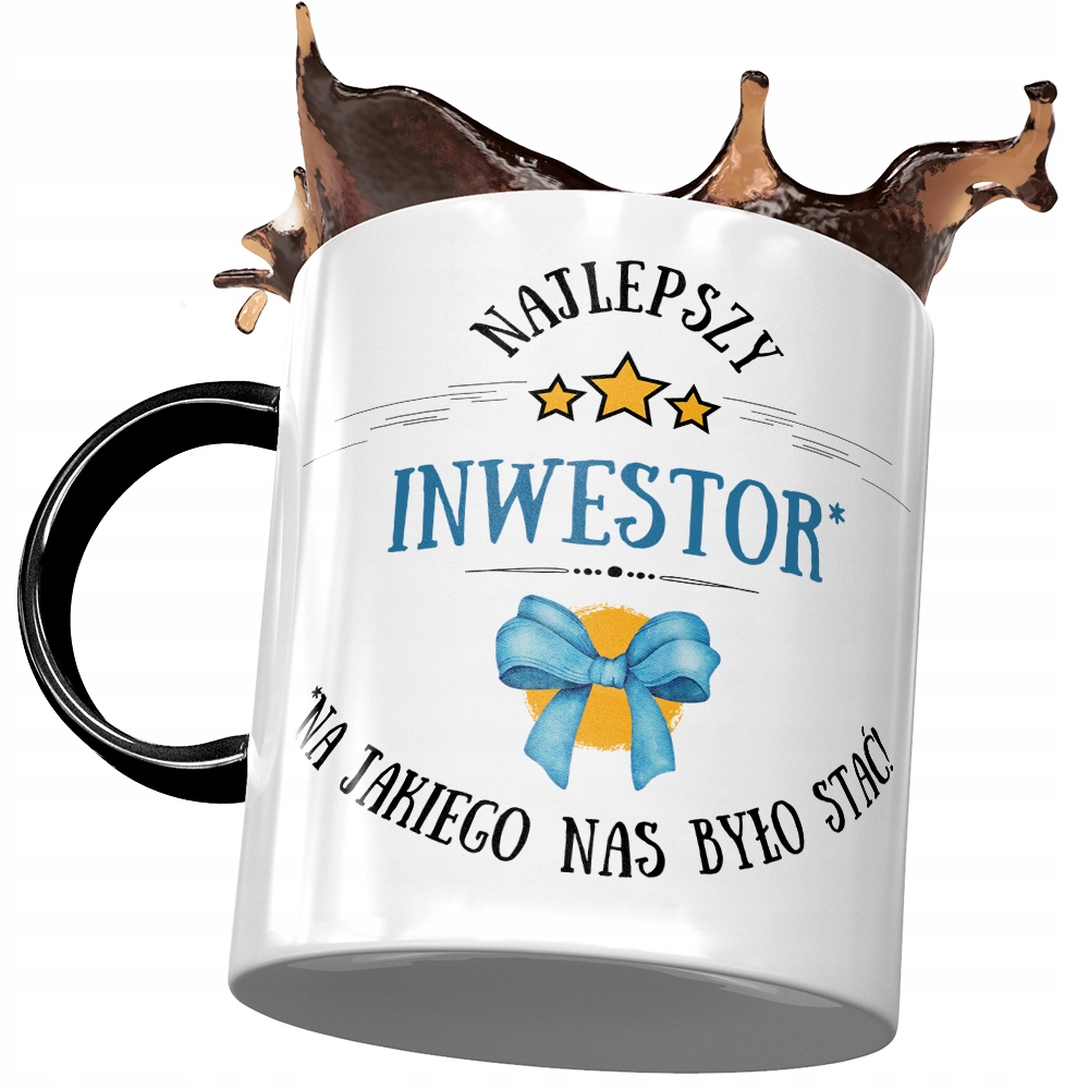 Kubek Czarny Dla Inwestora Najlepszy Inwestor Z Nadrukiem Ze Zdjęciem