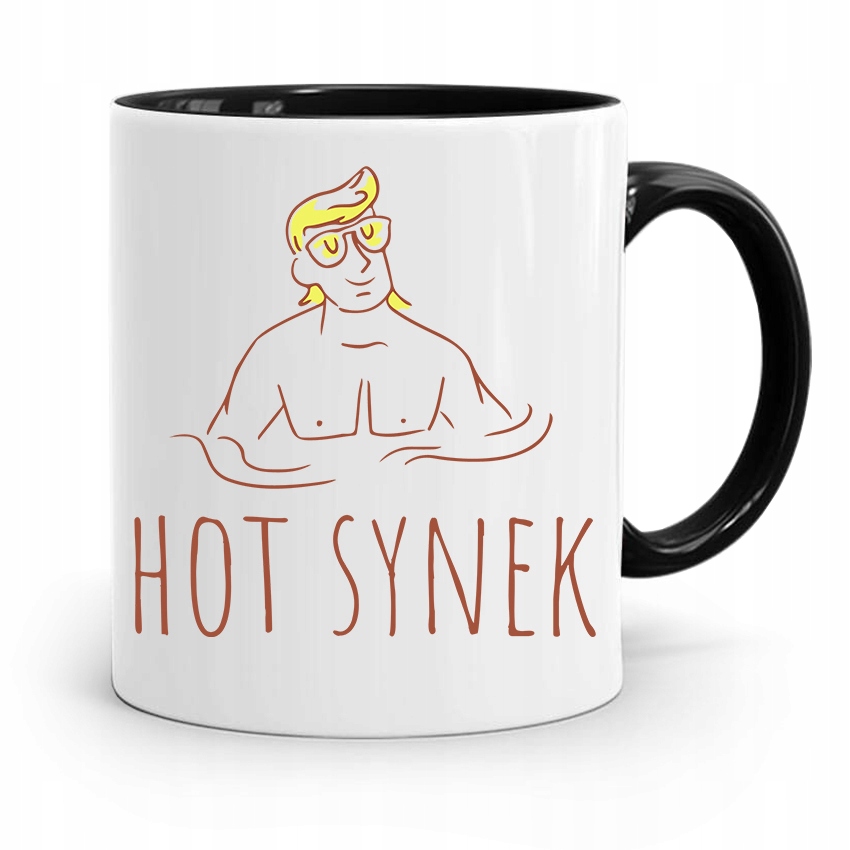 Kubek Czarny Prezent Dla Syna Dziecka Hot Synek Z Nadrukiem Ze Zdjęciem