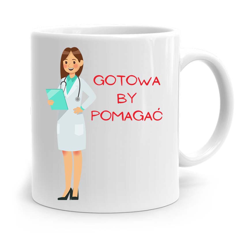 Kubek Prezent Dla Doktora Gotowa By Pomagać Z Nadrukiem Ze Zdjęciem