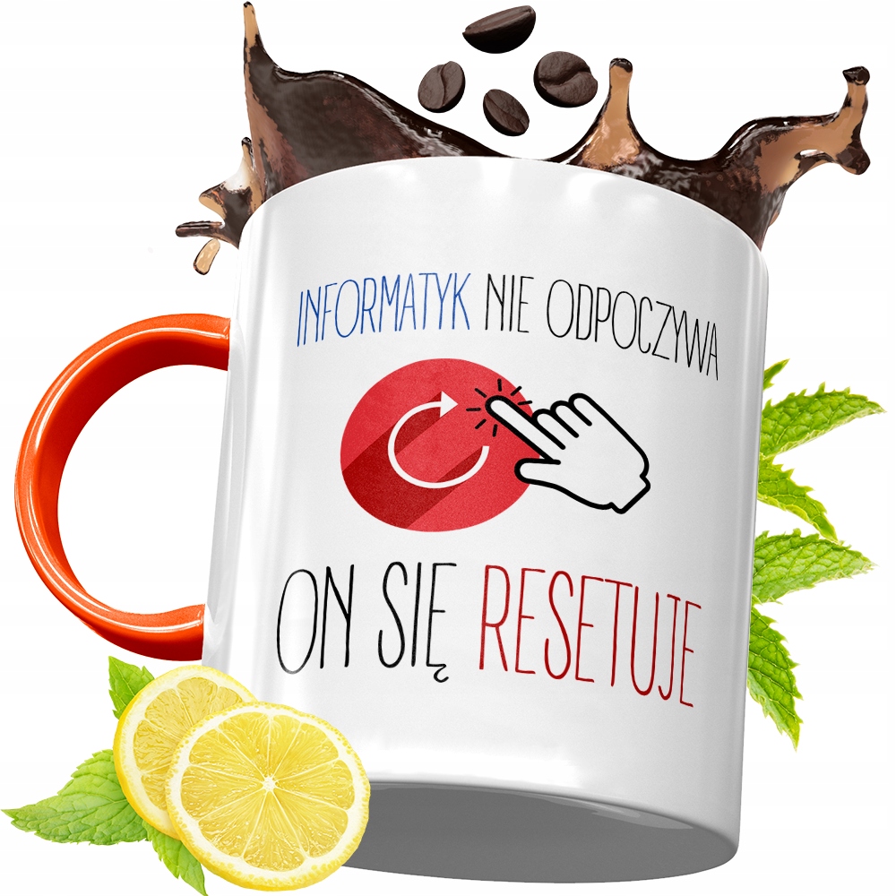 Kubek Pomarańczowy Dla Informatyka Programisty Z Nadrukiem Ze Zdjęciem