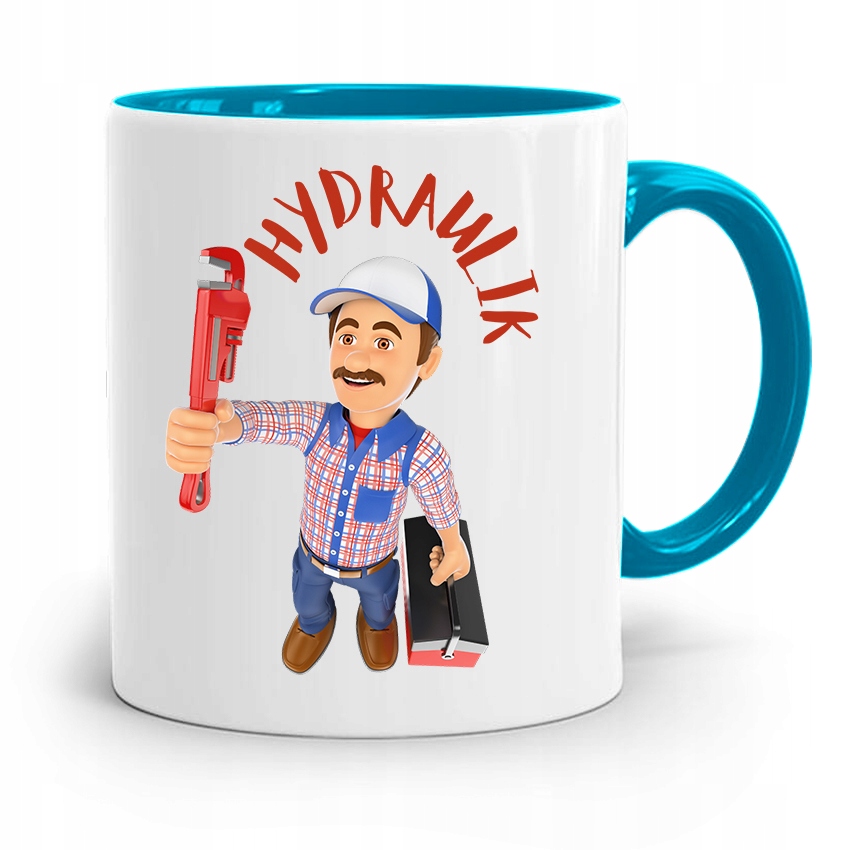 Kubek Błękitny Prezent Dla Hydraulika Hydraulik Z Nadrukiem Ze Zdjęciem