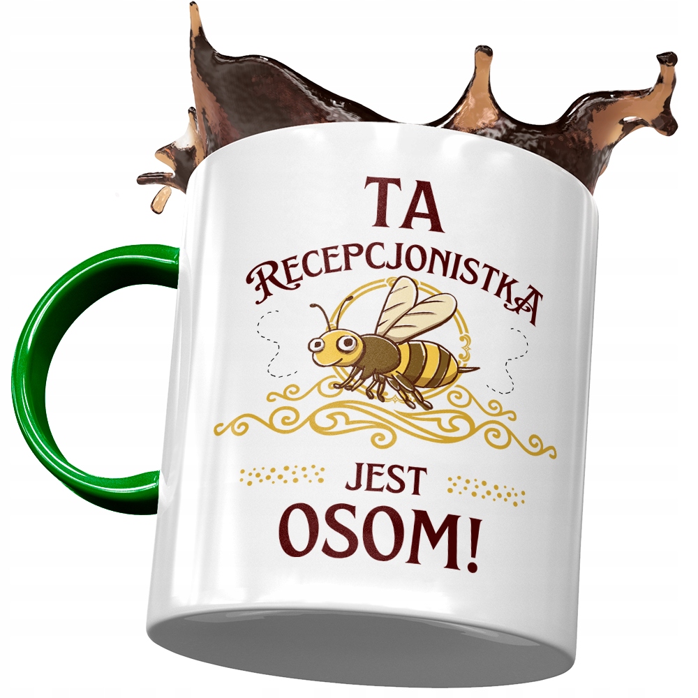 Kubek Zielony Dla Recepcjonistki Jest Osom Z Nadrukiem Ze Zdjęciem
